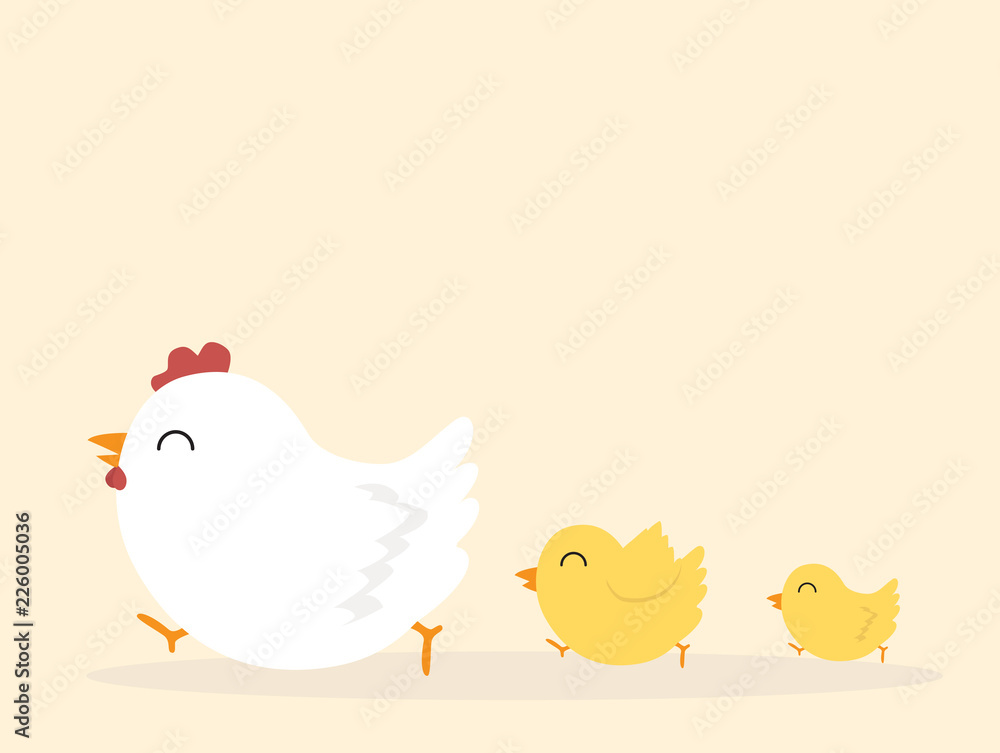 Illustration of  chicken family