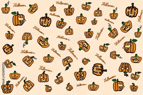 Seamless pumpkin halloween pattern background.