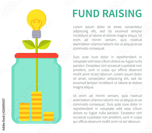 Fund Raising Bright Poster with Jar Money Box