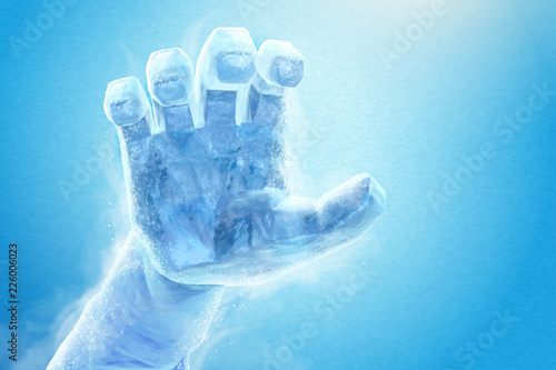 Frozen hand stretching in the air photo