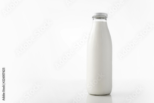 Natural organic milk product in the bottle.