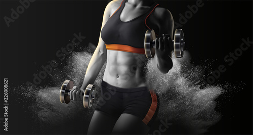 Fitness woman lifting weights