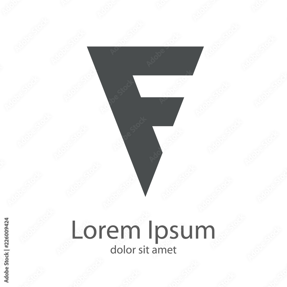 Letra F con forma de triangulo gris Letra F con forma de triangulo gris