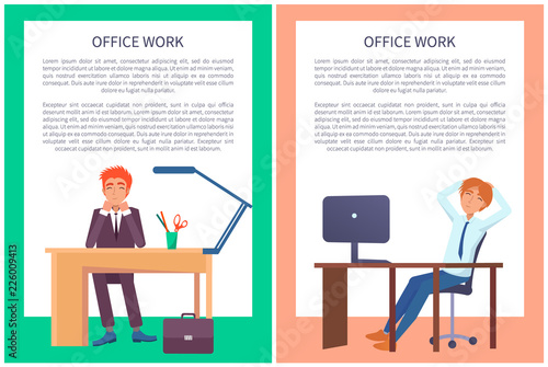 Office Work Posters Dreaming Males Sitting at Work © robu_s