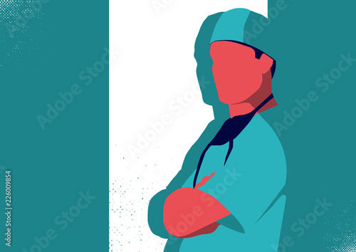 surgeon with a green surgical gown