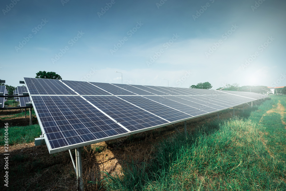 Solar panel on blue sky background, Alternative energy concept,Clean energy,Green energy.