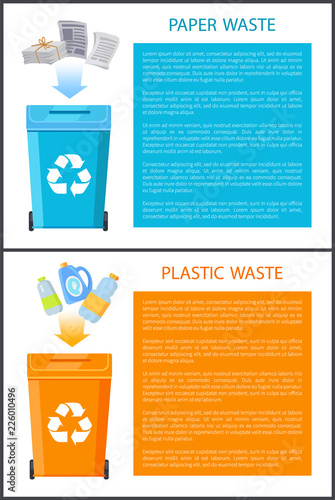 Paper and Plastic Waste Set Vector Illustration
