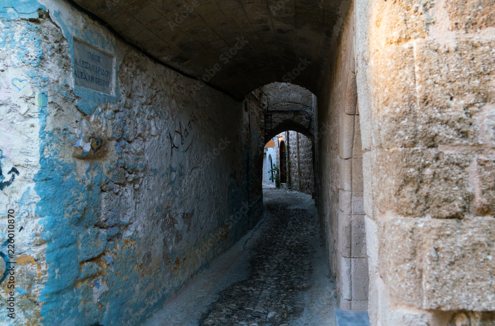 narrow street in greece