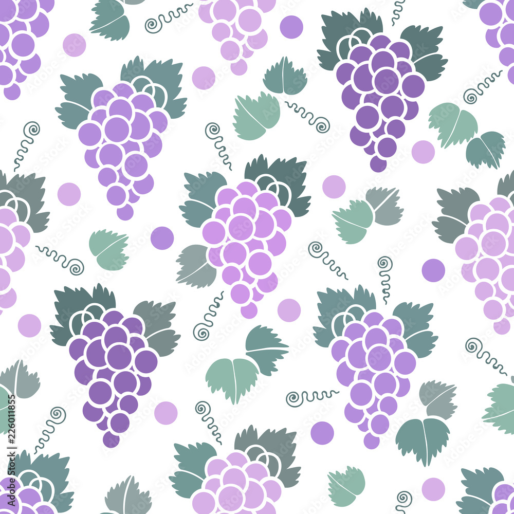 Scandinavian style purple grapes seamless pattern design Scandinavian style purple grapes seamless pattern design