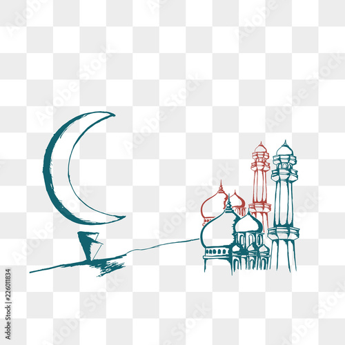Mosque vector with moon dra...