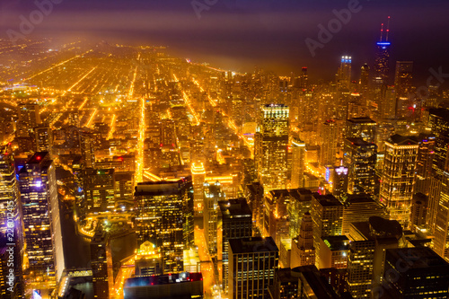 Chicago cityscape, City of Chicago downtown skyline  atnight photo