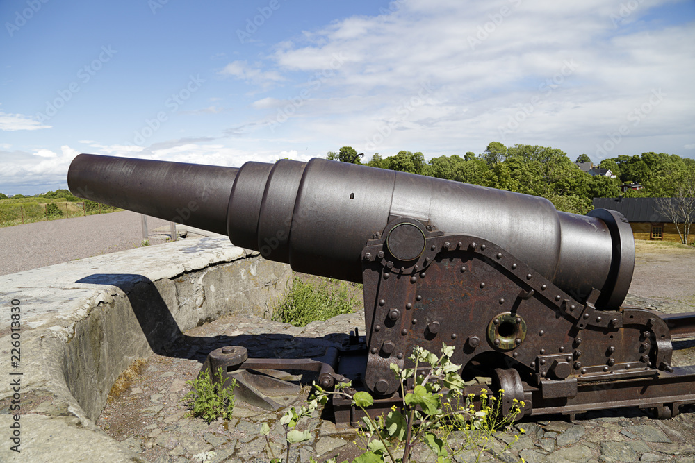 Old cannon in Suomenlinna fortress, Helsinki, Finland