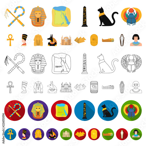Ancient Egypt cartoon icons in set collection for design. The reign of Pharaoh vector symbol stock web illustration.