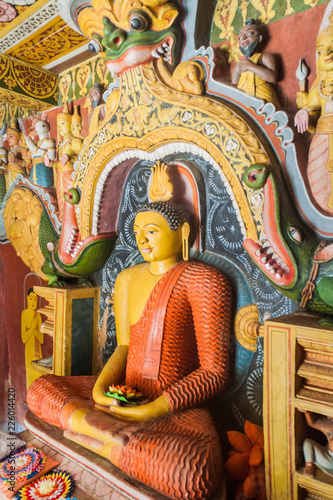 Buddha image in Embekka Devalaya (Embekke Devale) temple near Kandy, Sri Lanka
