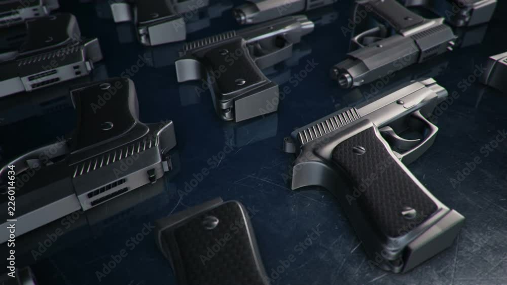 Animation of slow moving different firearms. Weapons: rifles, semi-automatic guns, machine guns. Animation of seamless loop. Animation of slow moving different firearms. Weapons: rifles, semi-automatic guns, machine guns. Animation of seamless loop.