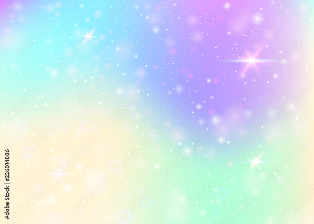 Unicorn background with rainbow mesh. Liquid universe banner in princess colors. Fantasy gradient backdrop with hologram. Holographic unicorn background with magic sparkles, stars and blurs. Unicorn background with rainbow mesh. Liquid universe banner in princess colors. Fantasy gradient backdrop with hologram. Holographic unicorn background with magic sparkles, stars and blurs.