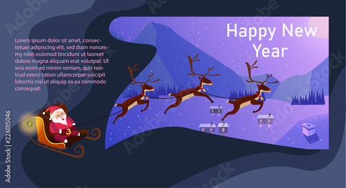 Happy New Year festive poster with Santa Claus.