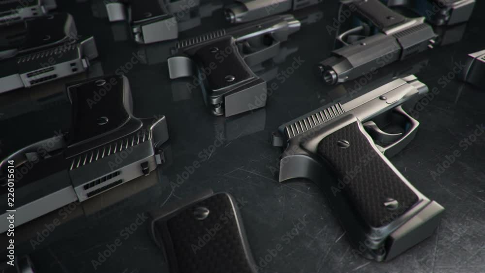 Animation of slow moving different firearms. Weapons: rifles, semi-automatic guns, machine guns. Animation of seamless loop. Animation of slow moving different firearms. Weapons: rifles, semi-automatic guns, machine guns. Animation of seamless loop.