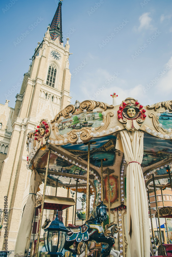 Naklejka premium Vintage merry-go-round carousel
