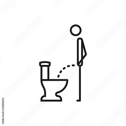 WC, funny symbol. Man or gentleman peeing in toilet. Vector illustration