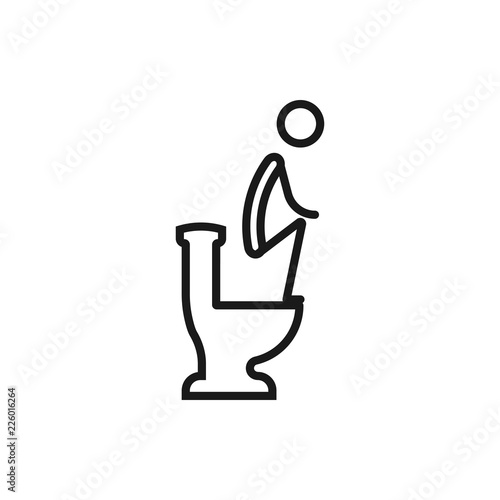 WC, funny symbol. Man sitting on toilet. Vector illustration