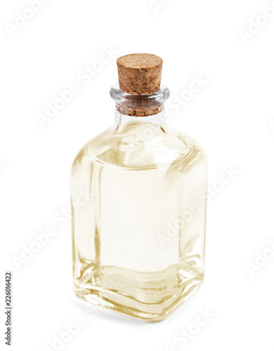 bottle with massage oil isolated on white background