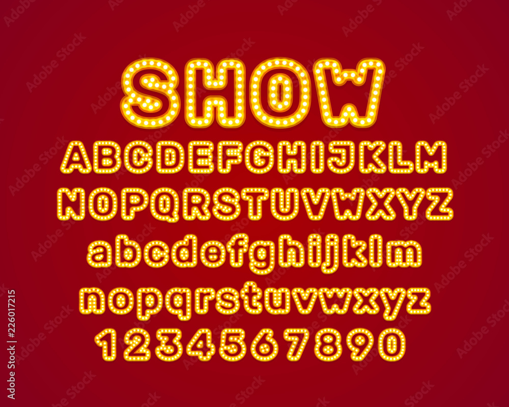 Show city color blue font. English alphabet and numbers sign. Vector illustration
