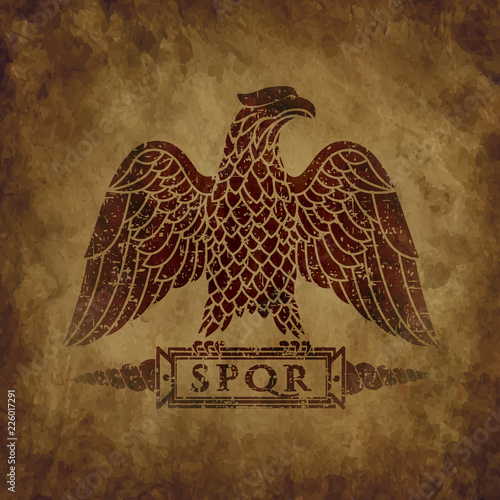 Logo of the Roman eagle on an old shabby texture.
