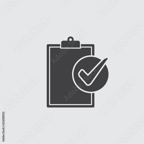Compliance icon in black on a gray background. Vector illustration