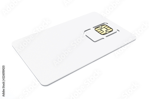 SIM card isolated on white background. 3D illustration
