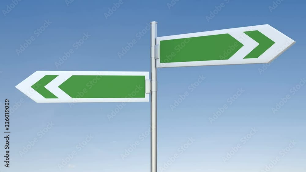 Direction signs rotate and stop. Loop ready animation of two rotating ...