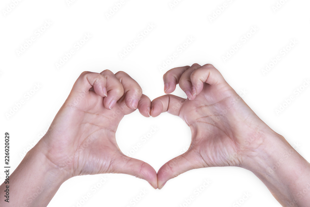 Fototapeta premium Closeup of woman's hands made heart isolated on white background.Health care concept.