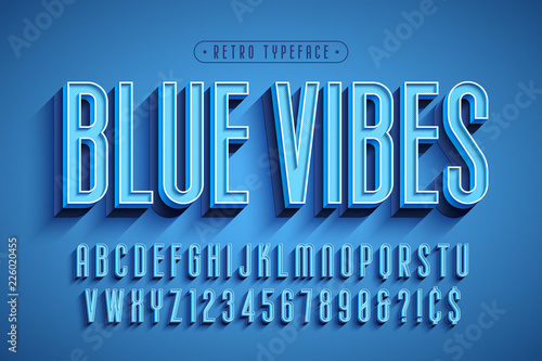 Condensed 3d display font design, alphabet, letters