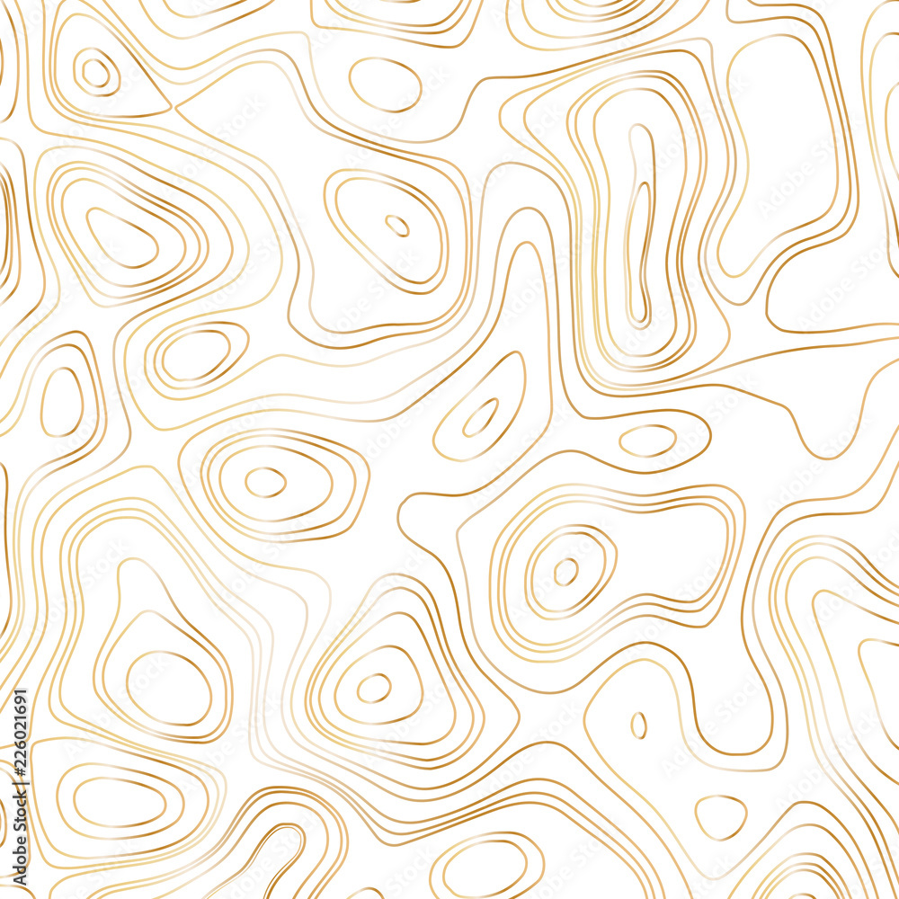 Fotografie Abstract gold line waves design on white background - Vector Illustration