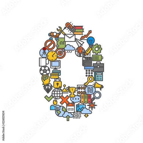 A set of phone icons shaped as zero number. Vector illustration
