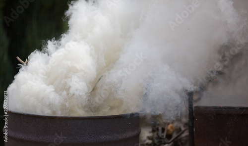 Smoke on blurred background. White smoke like clouds background