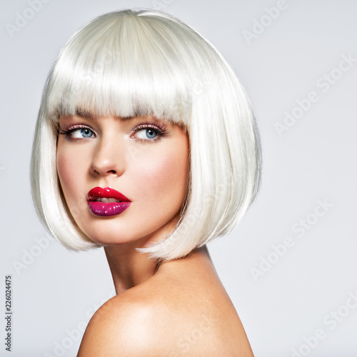 Fashion portrait of woman with bob hairstyle
