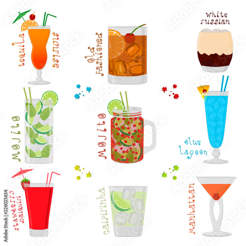 Vector illustration for sweet alcohol cocktail in glass