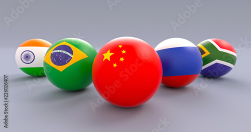 BRICS spherical flags, wedge form, China leading photo