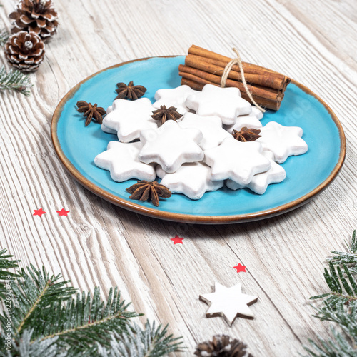 Christmas plate with cakes. photo