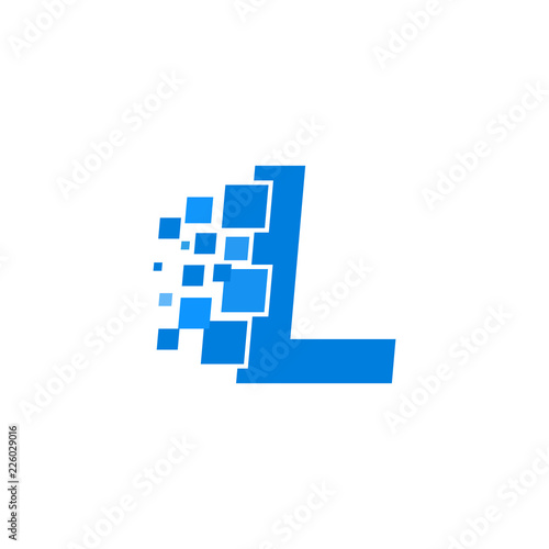Vector Logo Letter L Blue Blocks Cubes