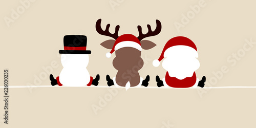Banner Snowman, Reindeer & Santa Back Beige