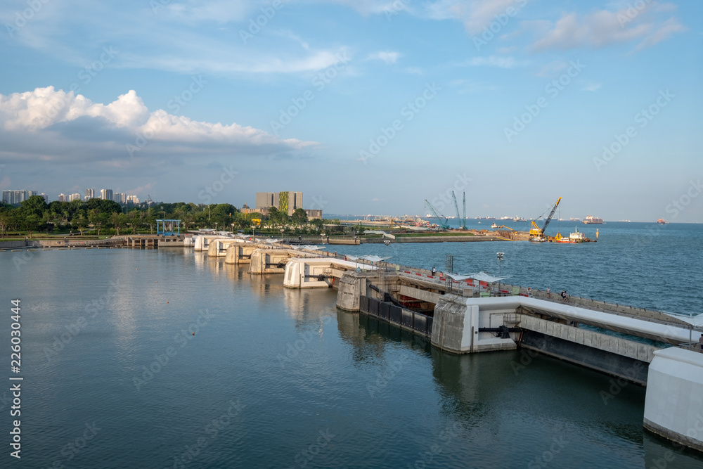 Bay view of the port town of Singapore