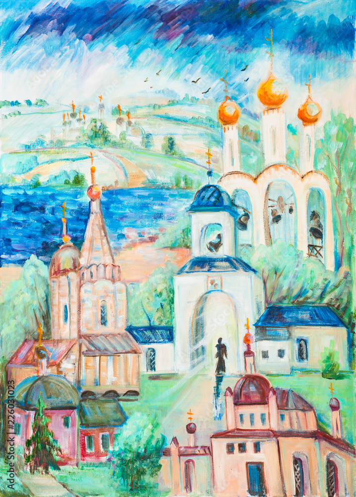 Obraz premium Ancient Russian town