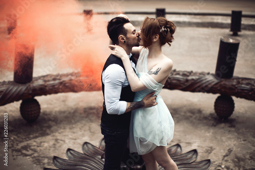 tattoed couple wedding