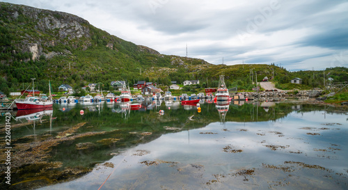 View of Ersfjorden and Ersfjordbotn village, Troms County in Norway