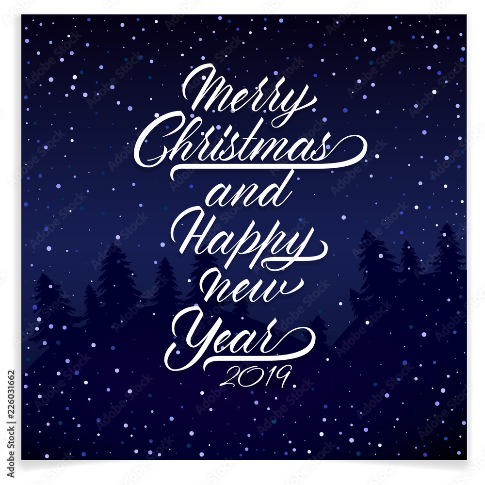 Unique lettering Merry Christmas and Happy New Year for your projects