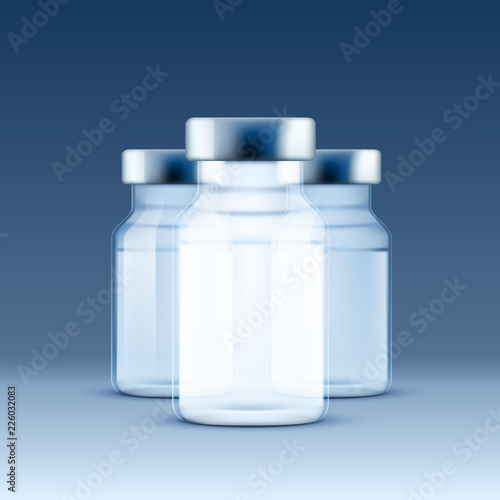 Medical ampoule, Objects on blue background. Vector illustration