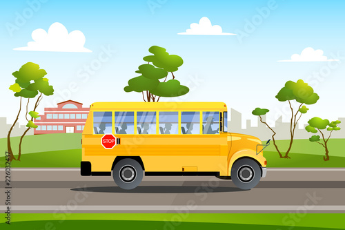 School bus on the way of school