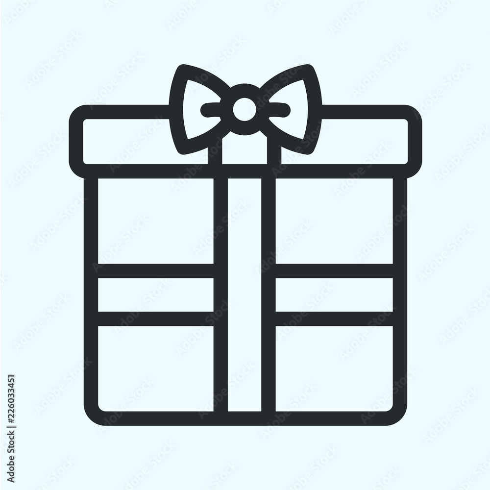 Gift Box Present Bow Ribbon Flat Line Stroke Icon Pictogram Gift Box Present Bow Ribbon Flat Line Stroke Icon Pictogram